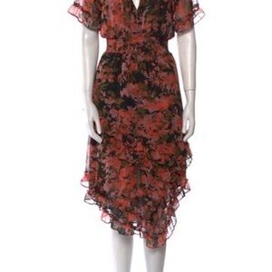 Floral Black and Red Dress